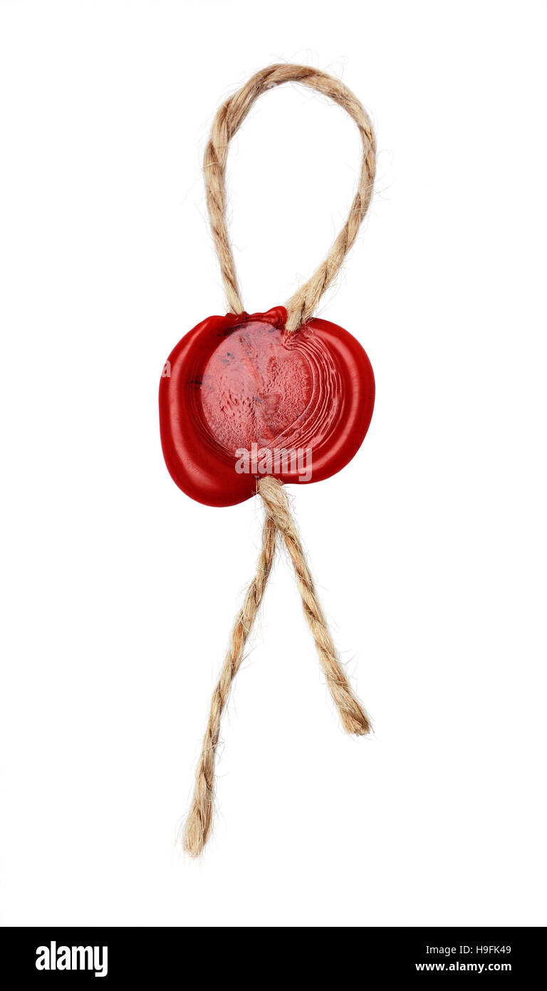 Red wax seal with rope isolated on white background Stock Photo Alamy