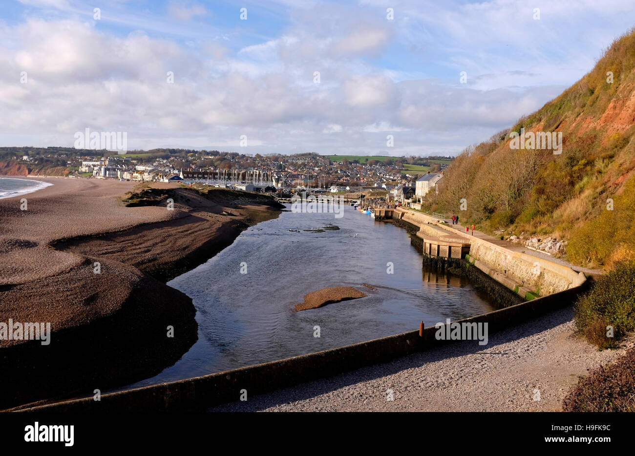 River Axe at Axmouth in East Devon West Country UK November 2016 Stock Photo