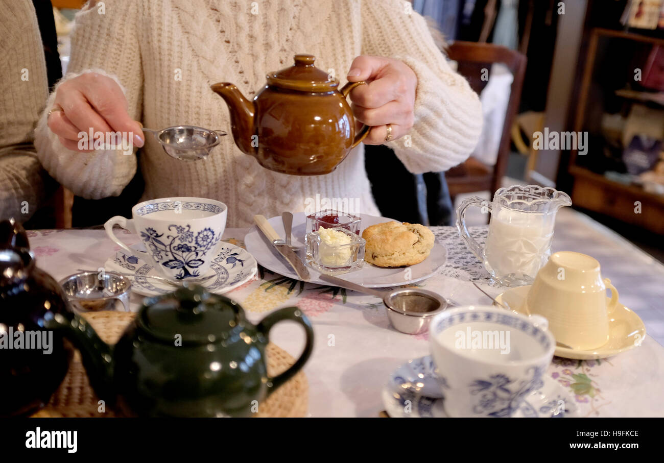 Traditional Cream Tea at The Victory Emporium and Tea Room in Seaton  East Devon West Country UK Stock Photo