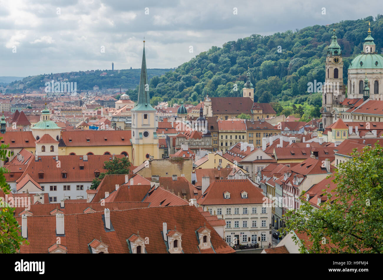 Prague Roc Aerial or rock view over the historical city of Prague in Czech ...