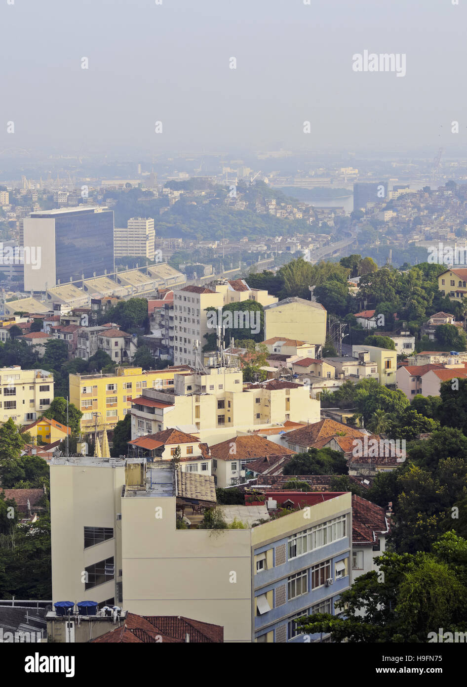 Brazil, City of Rio de Janeiro, View from the Santa Teresa hills. Stock Photo