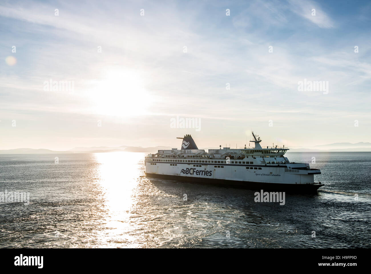 A BC Ferries boat on its way to Vancouver Island Stock Photo