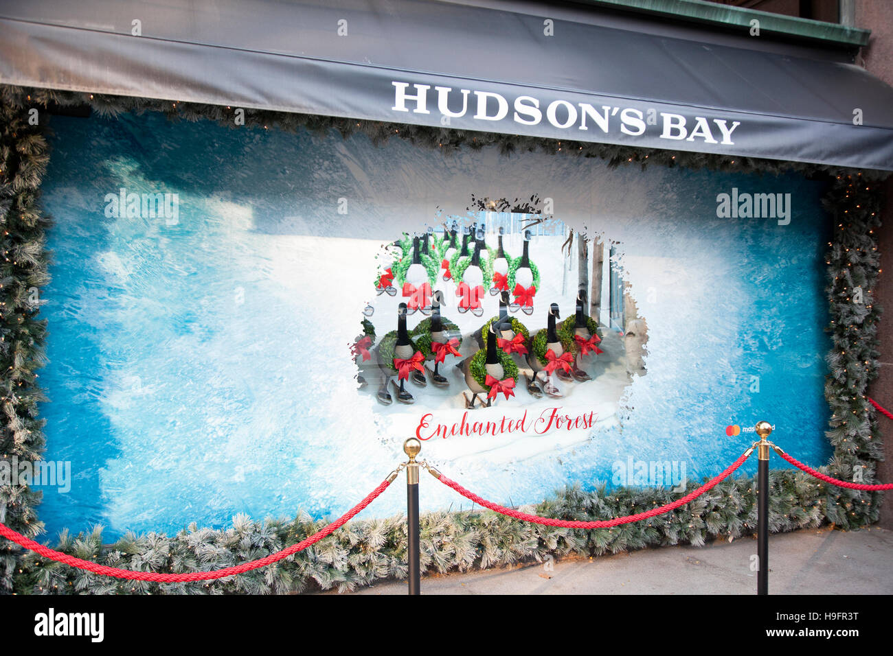 TORONTO NOVEMBER 18, 2016 Christmas window display at Hudson's Bay