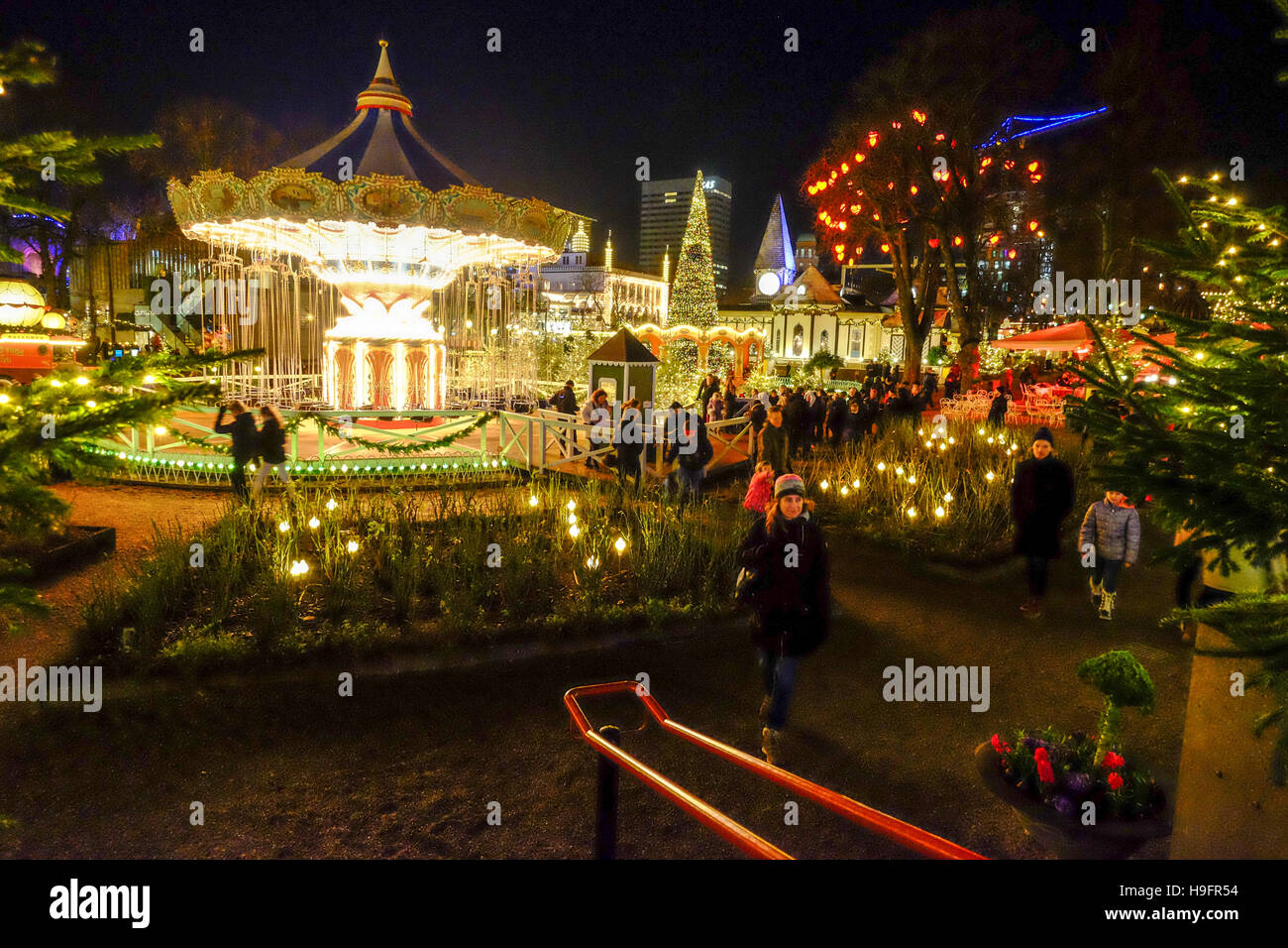 Tivoli Gardens Copenhagen Christmas lights twinkle holiday joy spirit family happy Stock Photo - Alamy
