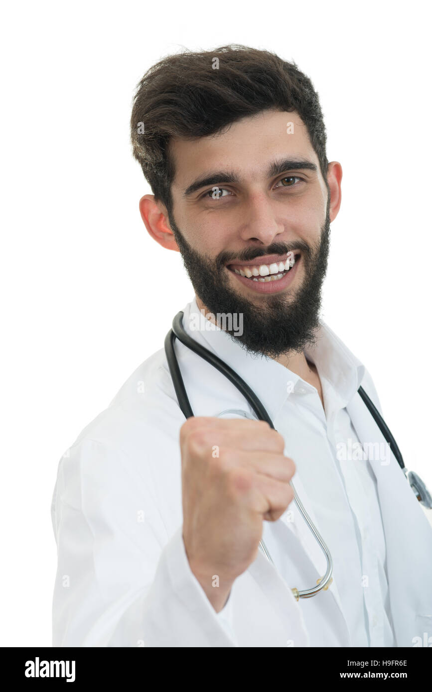 Friendly doctor working giving hi-res stock photography and images - Alamy