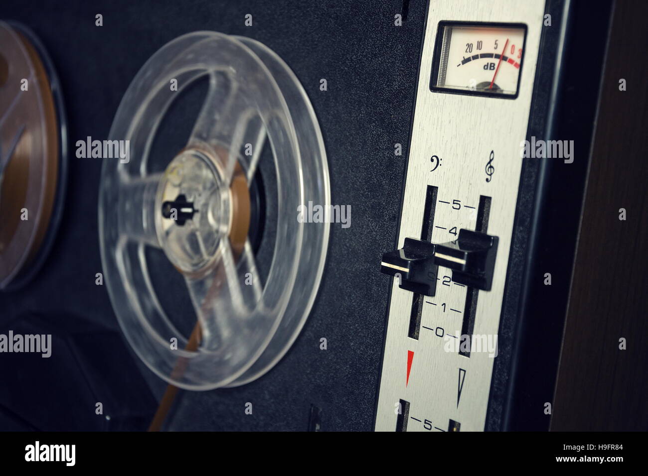 Filtered vintage picture of reel-to-reel audio recorder Stock Photo
