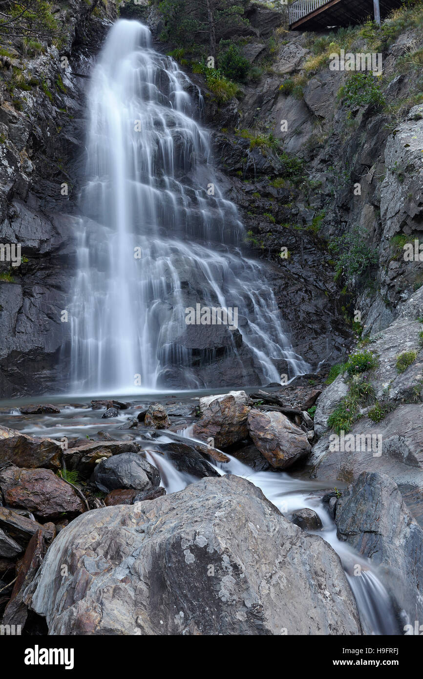 Les Moles Waterfall. Soldeu el Tarter. Andorra. Stock Photo