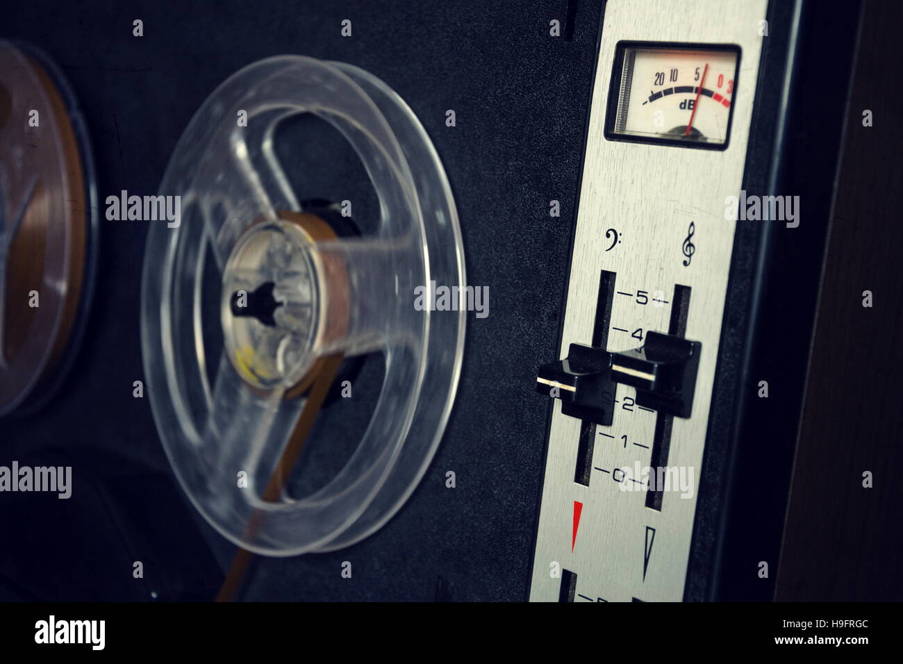 Filtered vintage picture of reel-to-reel audio recorder Stock Photo