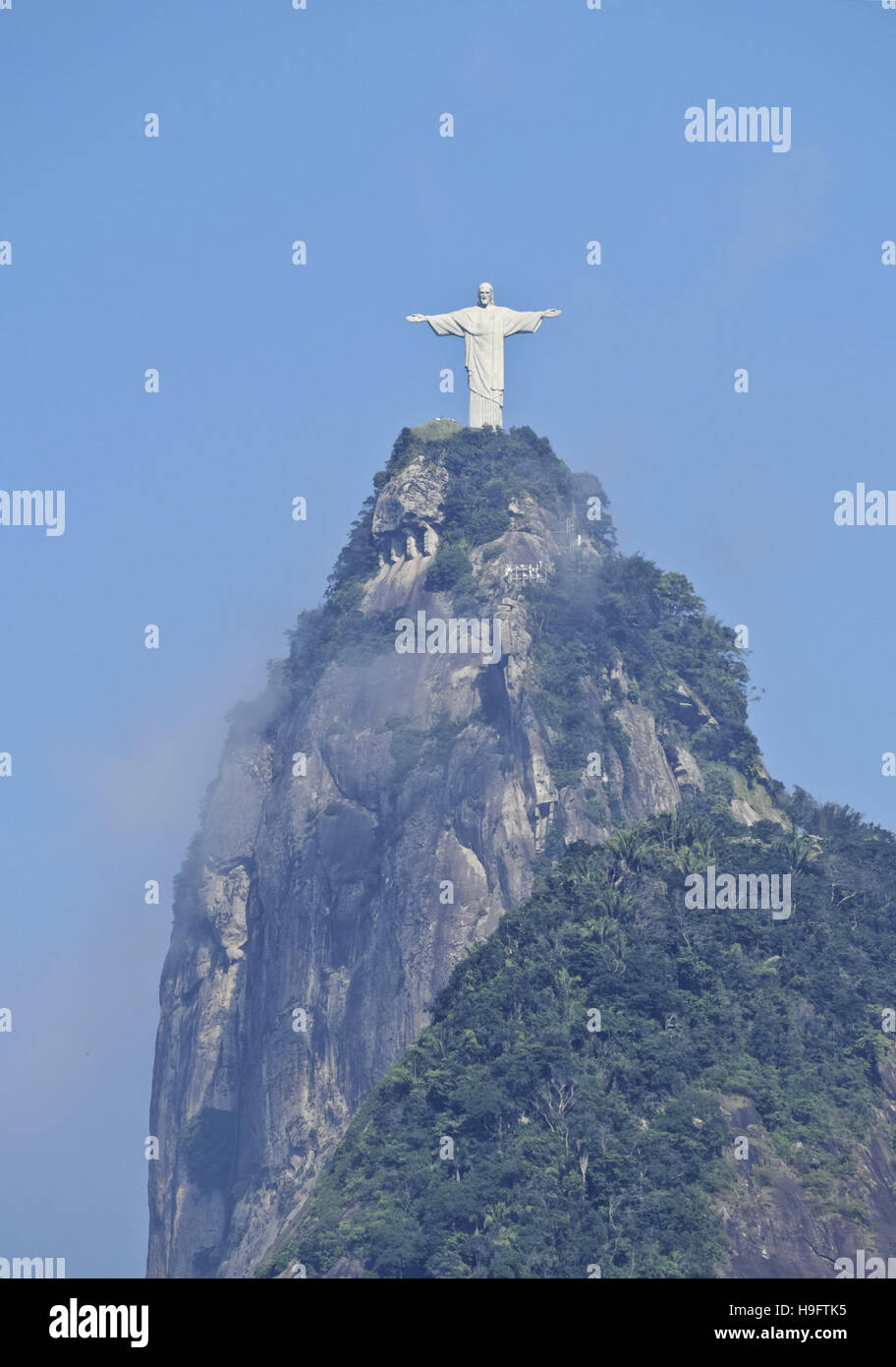 Brazil City Of Rio De Janeiro Christ The Redeemer Statue On Top Of The Corcovado Mountain Viewed From Santa Marta Stock Photo Alamy