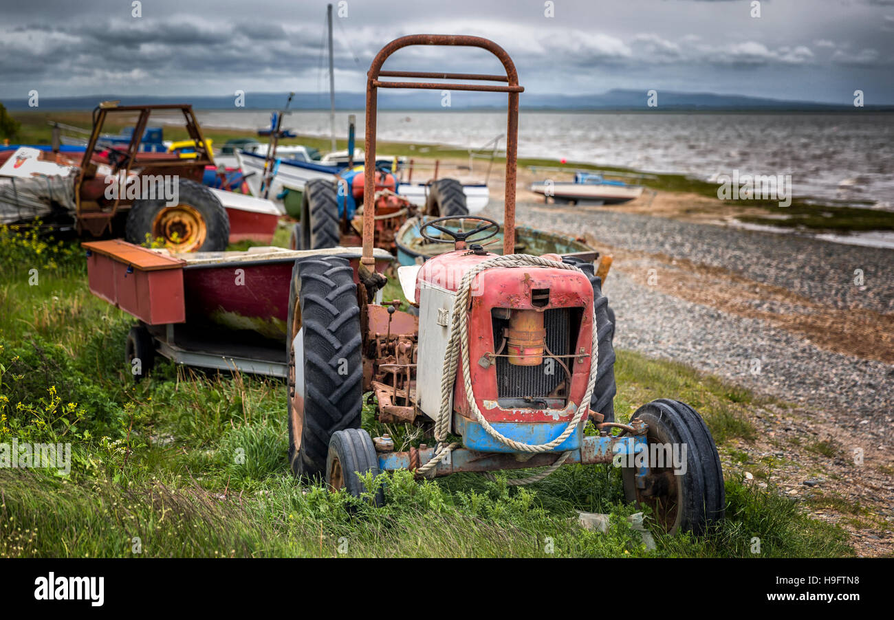 Lytham cockle tractors Stock Photo