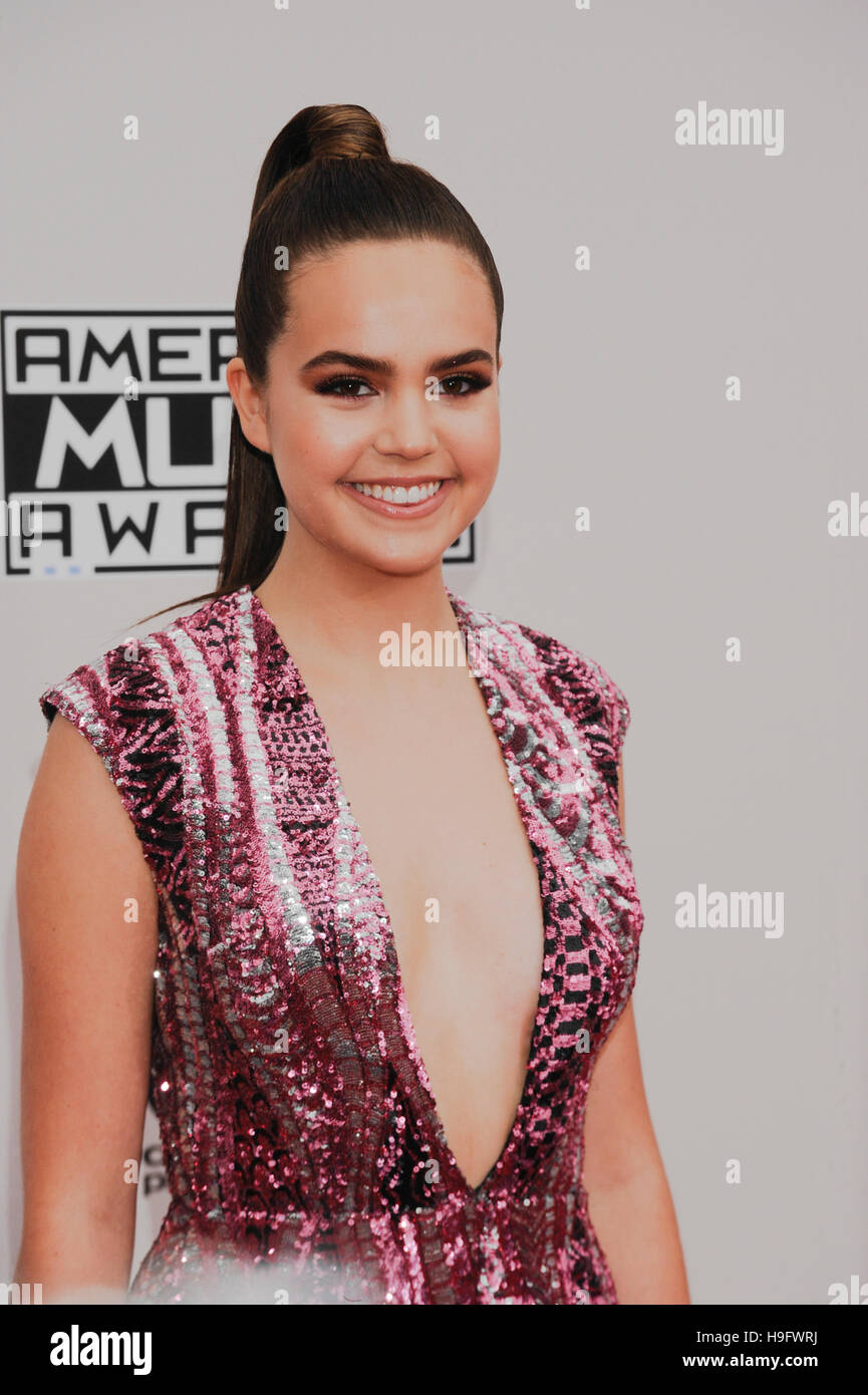 Bailee Madison arrives at the 2016 American Music Awards at Microsoft Theater on November 20, 2016 in Los Angeles, California. Stock Photo