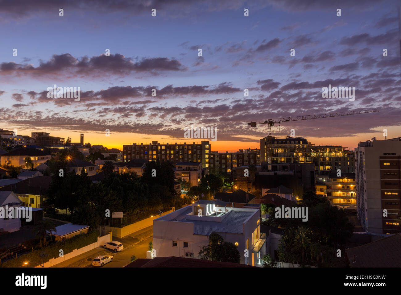 Aerial view of the city of Cape Town at night Stock Photo - Alamy