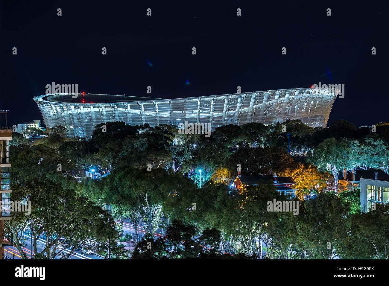 Aerial view of the city of Cape Town at night Stock Photo - Alamy