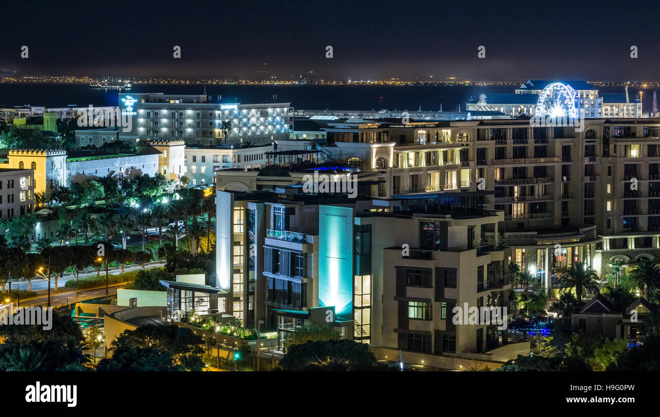 Aerial view of the city of Cape Town at night Stock Photo - Alamy