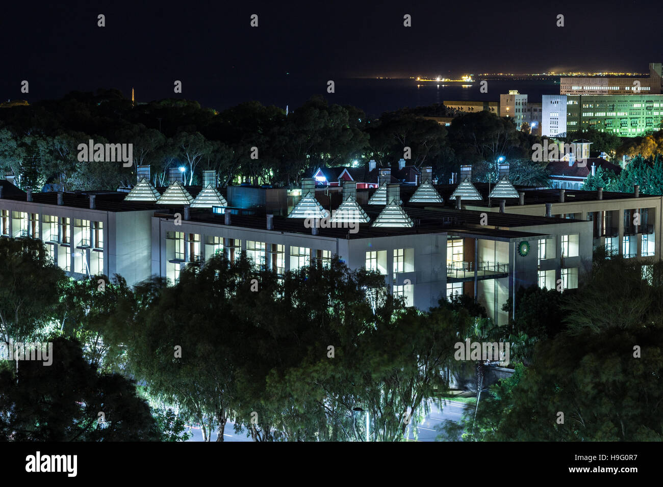Aerial view of the city of Cape Town at night Stock Photo - Alamy