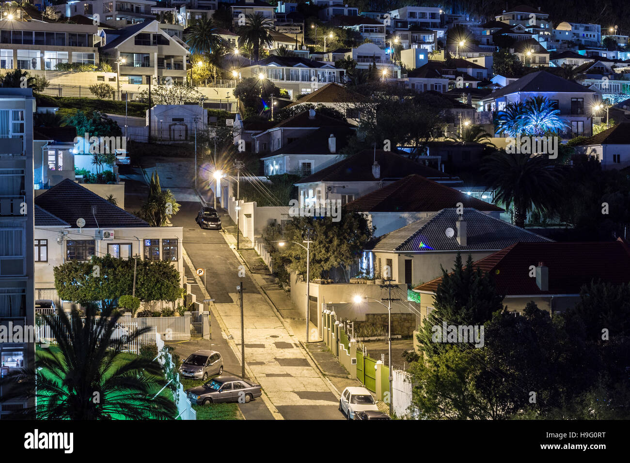 Aerial view of the city of Cape Town at night Stock Photo - Alamy