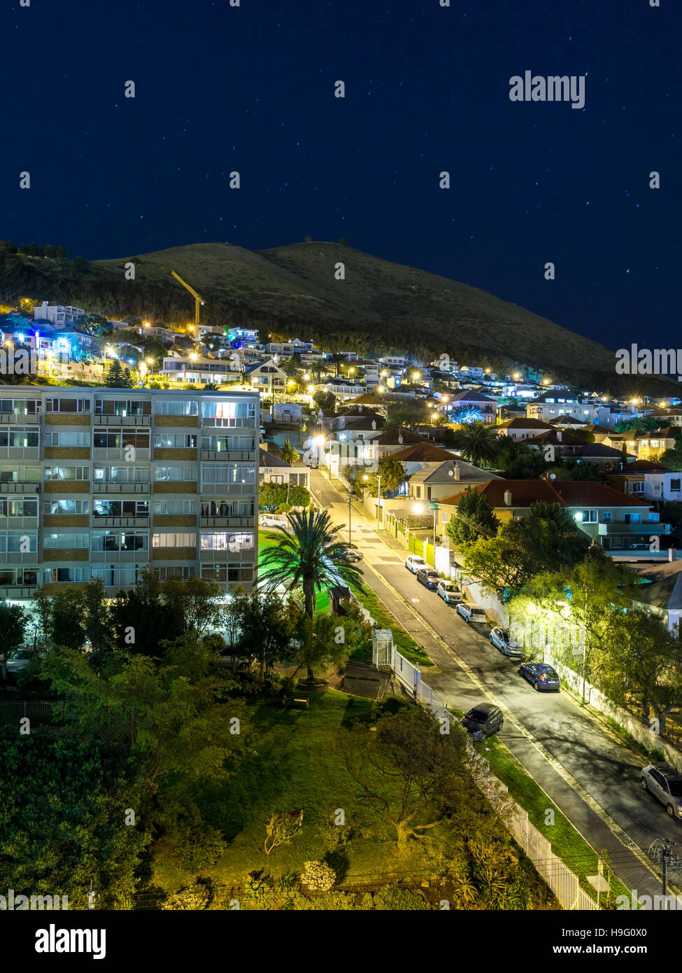 Aerial view of the city of Cape Town at night Stock Photo - Alamy
