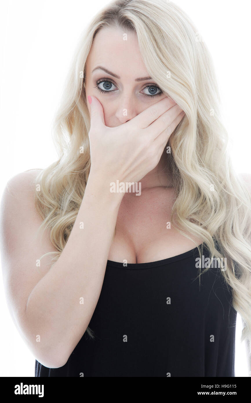 Shocked girl covering her mouth hi-res stock photography and images - Alamy