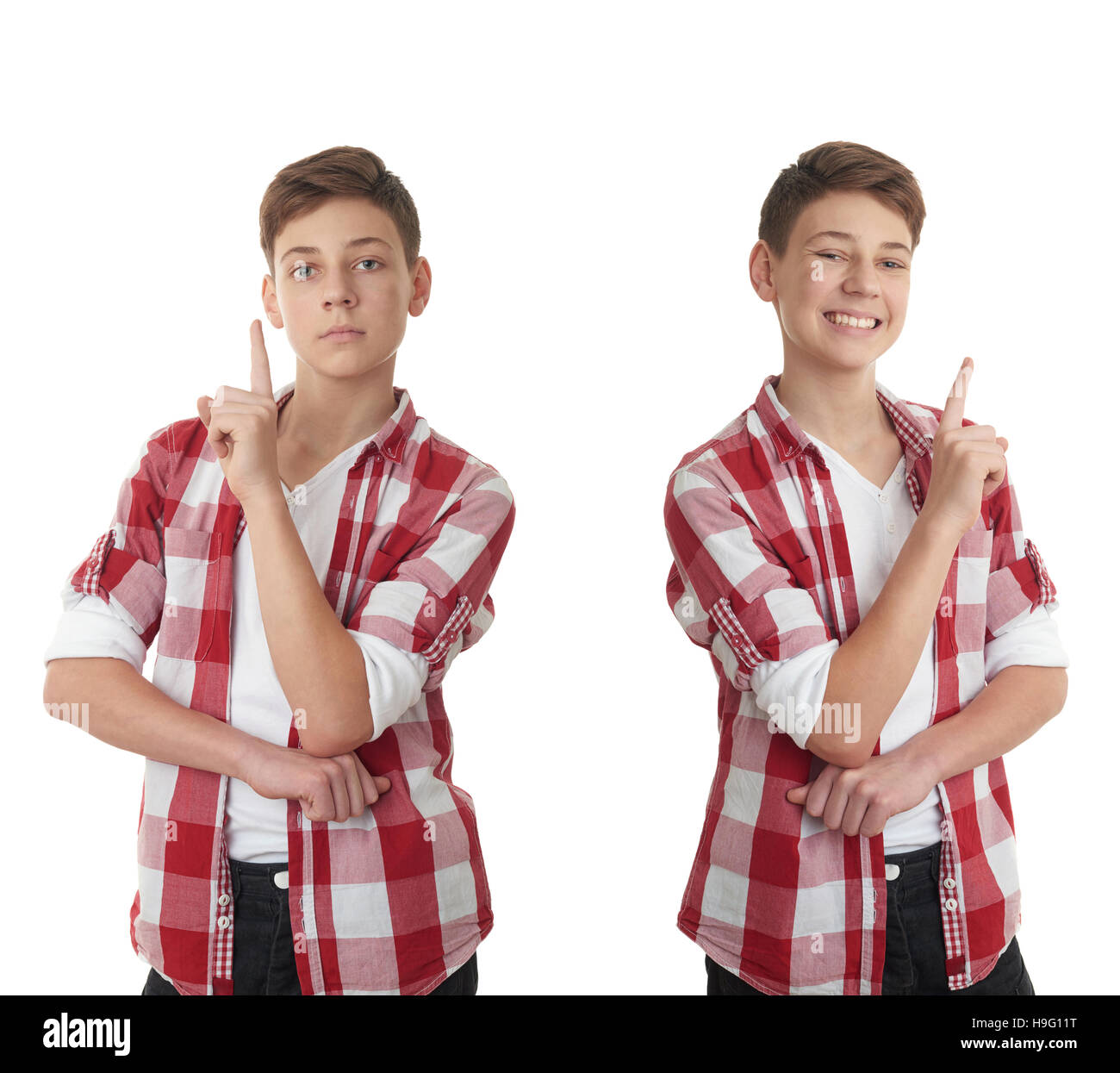 Cute teenager boy over white isolated background Stock Photo