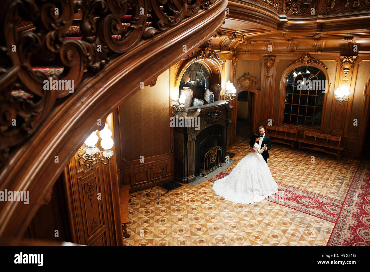Royal Wedding Couple Background Big Stone Fireplace At The Palace