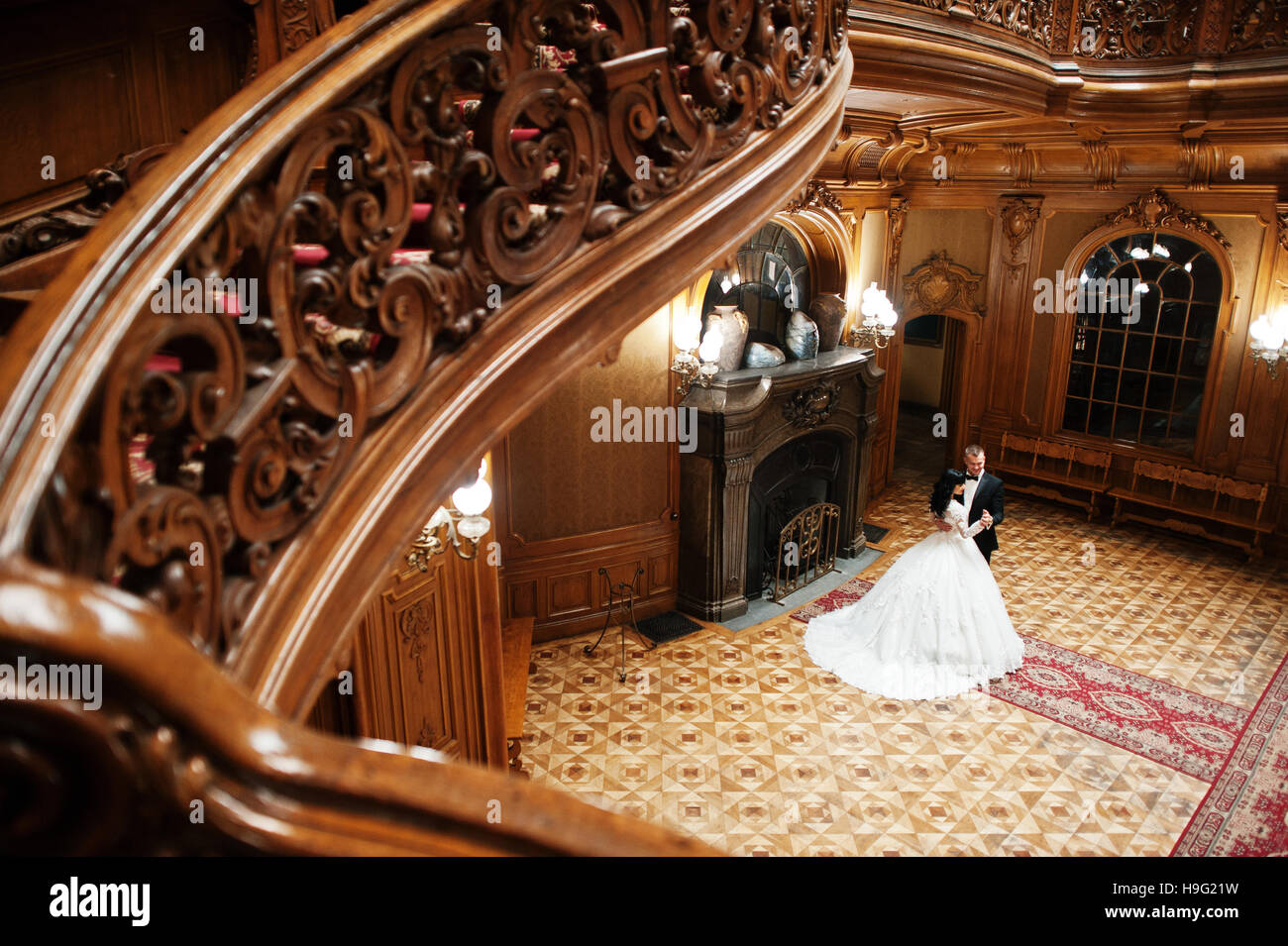Royal Wedding Couple Background Big Stone Fireplace At The Palace