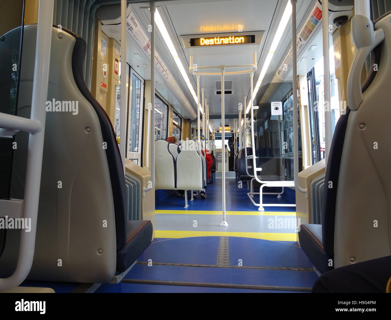 Inside of tram in Edinburgh Stock Photo