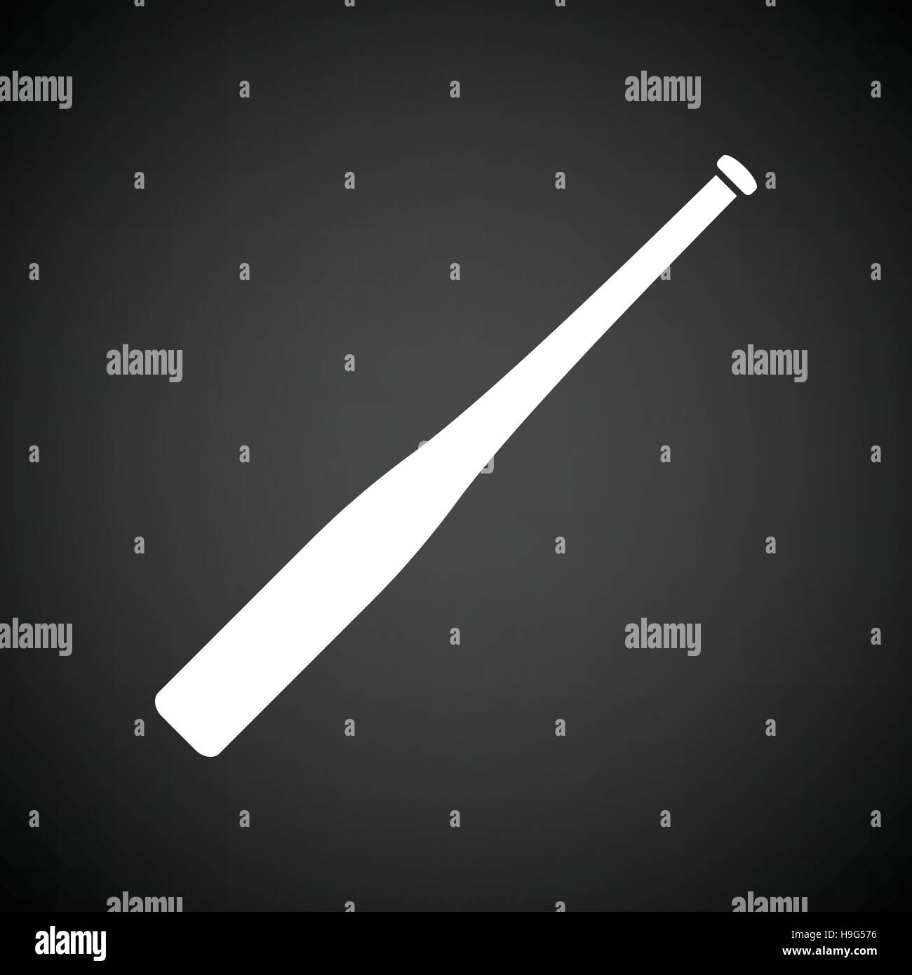 Baseball bat icon. Black background with white. Vector illustration