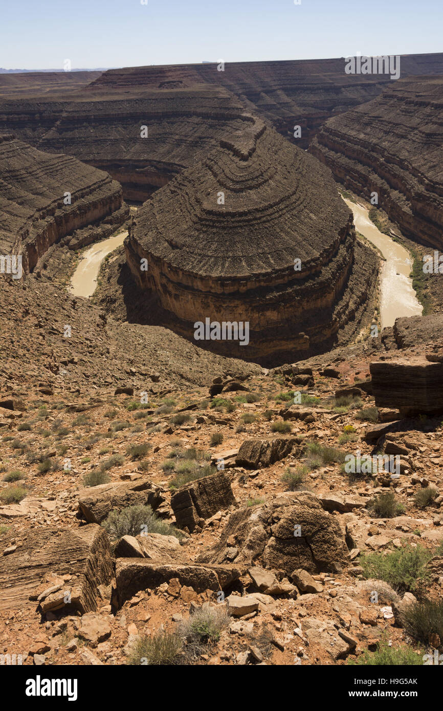 Utah Bluff Goosenecks Of The San Juan River Stock Photo Alamy