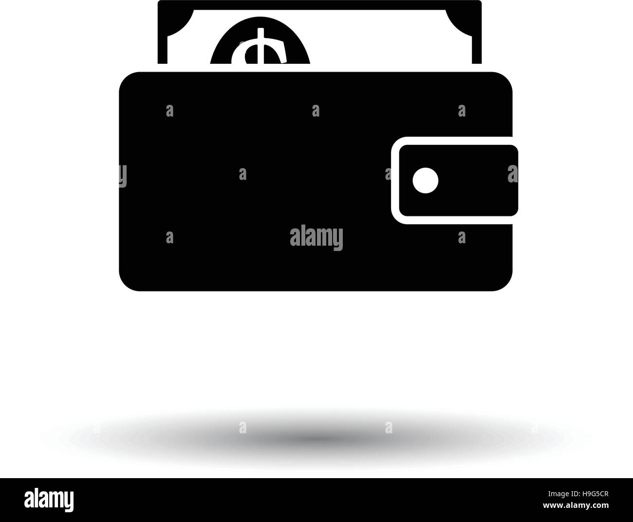 Wallet with cash icon. White background with shadow design. Vector ...