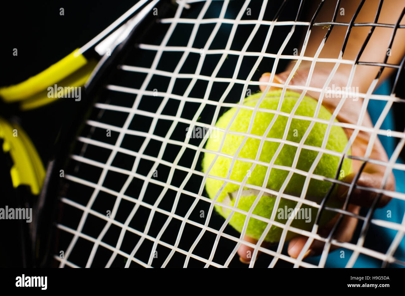 tennis racquet and ball Stock Photo