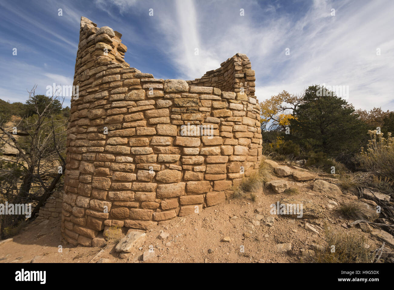Utah, Hovenweep National Monument, Ancestral Puebloan ruins, Cutthroat Castle Group Stock Photo