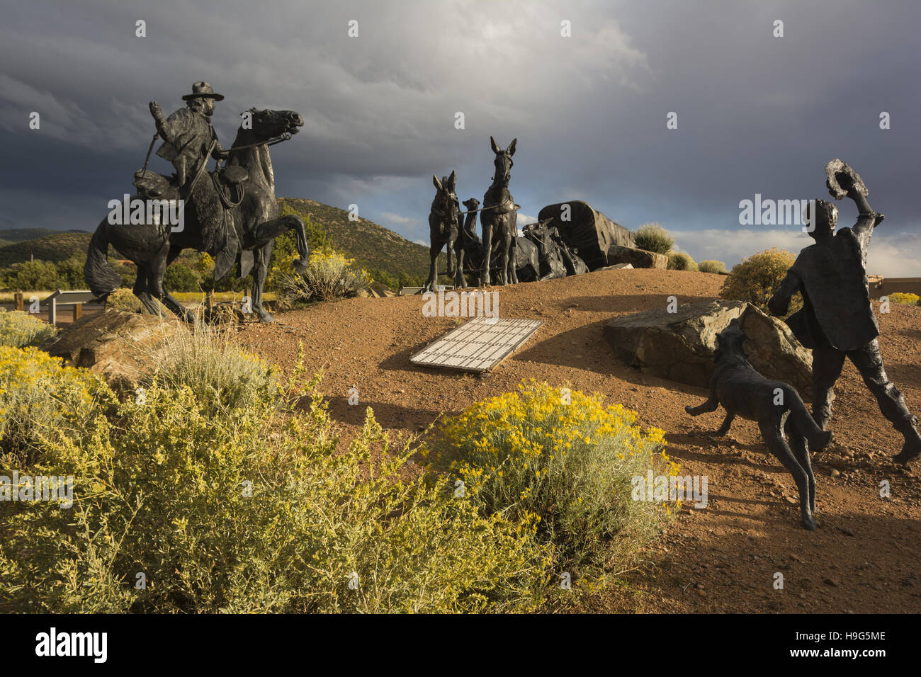 New Mexico, Santa Fe, Museum Hill, Journey's End sculpture Stock Photo