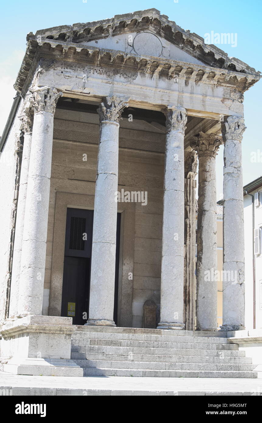 Temple of Augustus in Pula Croatia Ancient Roman Architecture Stock Photo
