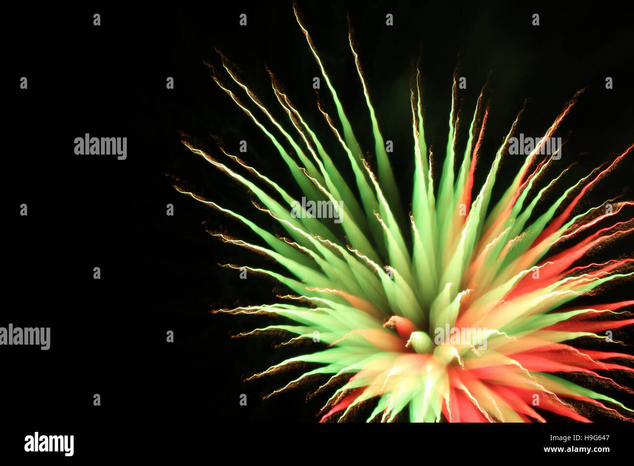 Focus Shift Fireworks. North Manchester, Indiana, USA. Fireworks burst with focus change during