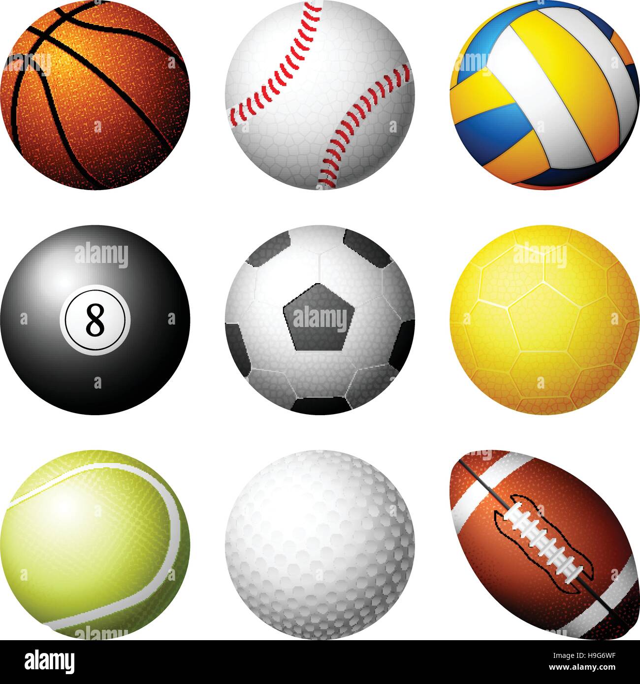 Sport balls on white background. Vector illustration. Stock Vector
