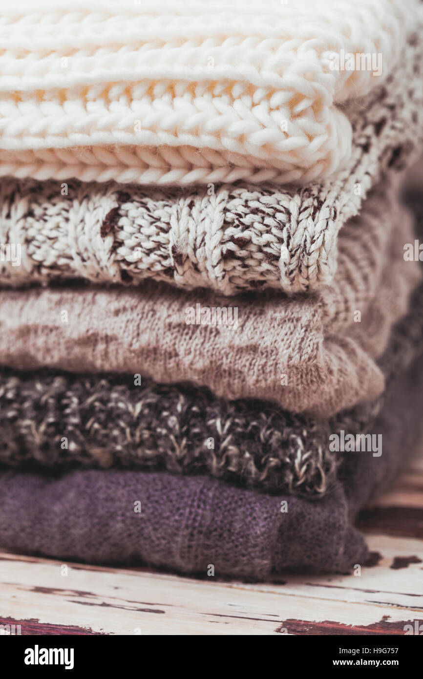 Collection of woolen clothes Stock Photo Alamy