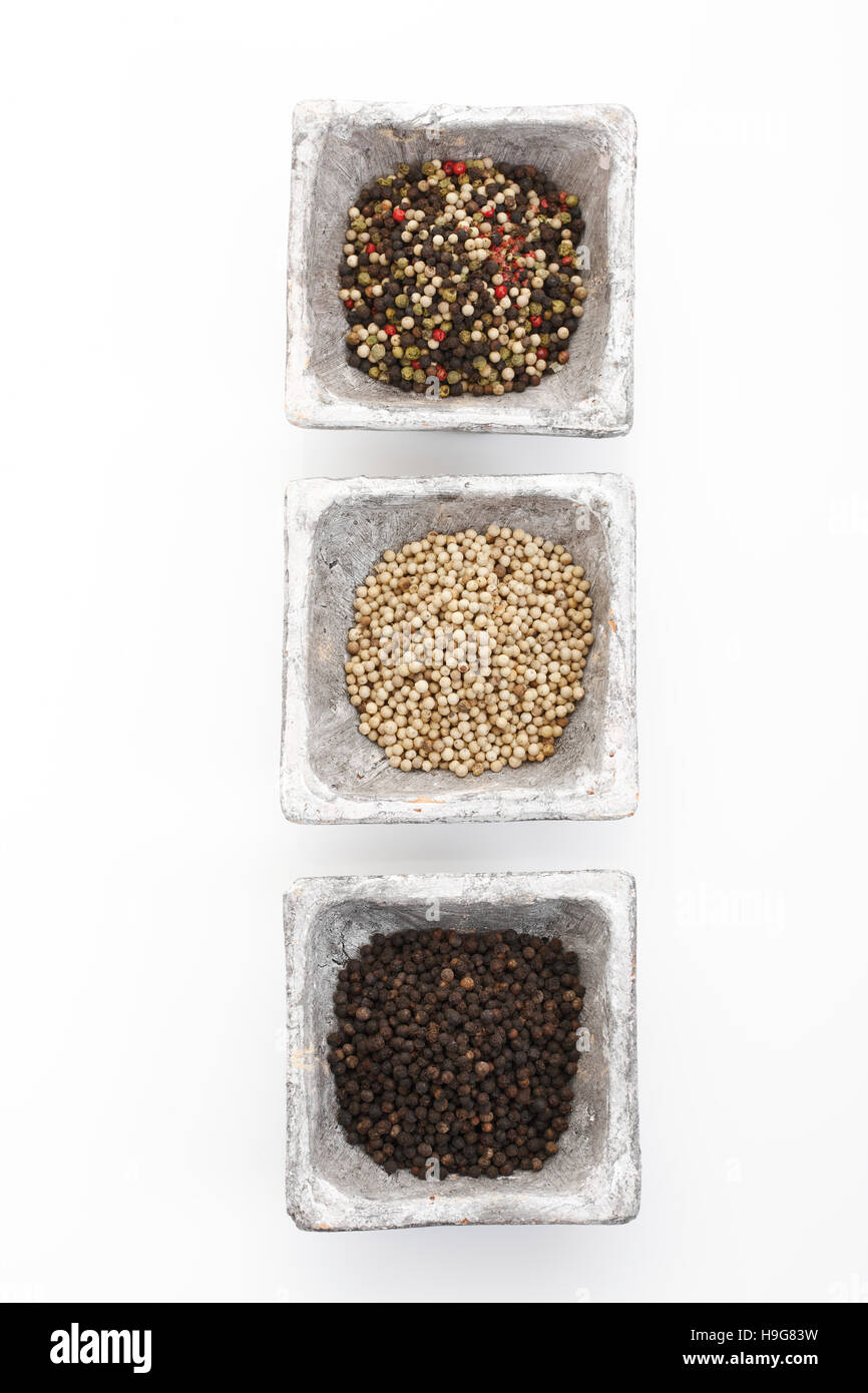 Black white and mixed peppercorns Stock Photo Alamy