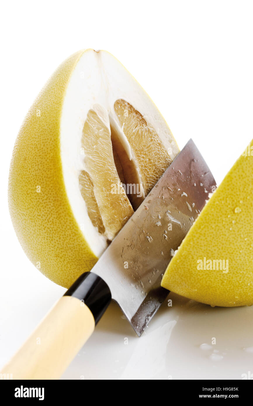 Halved Honey Pomelo Stock Photo