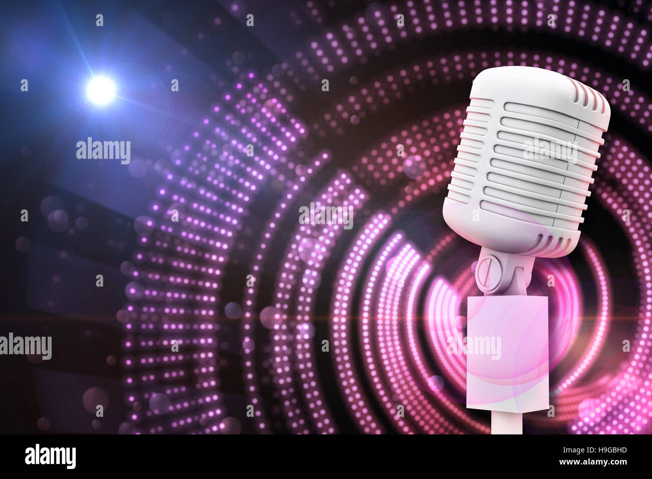 Composite image of digitally generated retro white microphone Stock