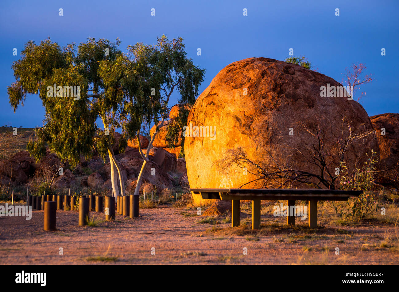 Devil's Marbles in Australian Outback Stock Photo