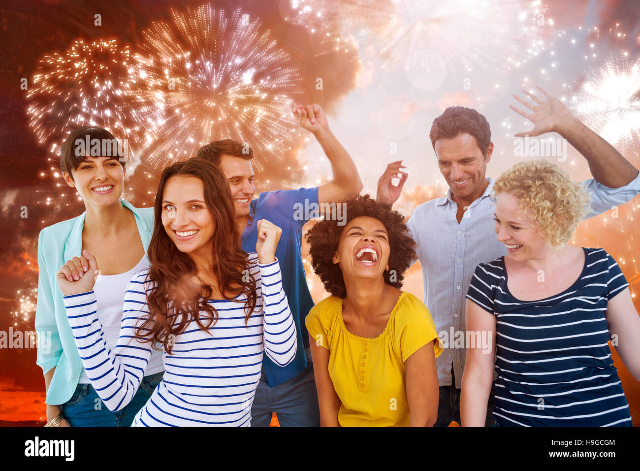 Composite image of creative business team having fun Stock Photo - Alamy