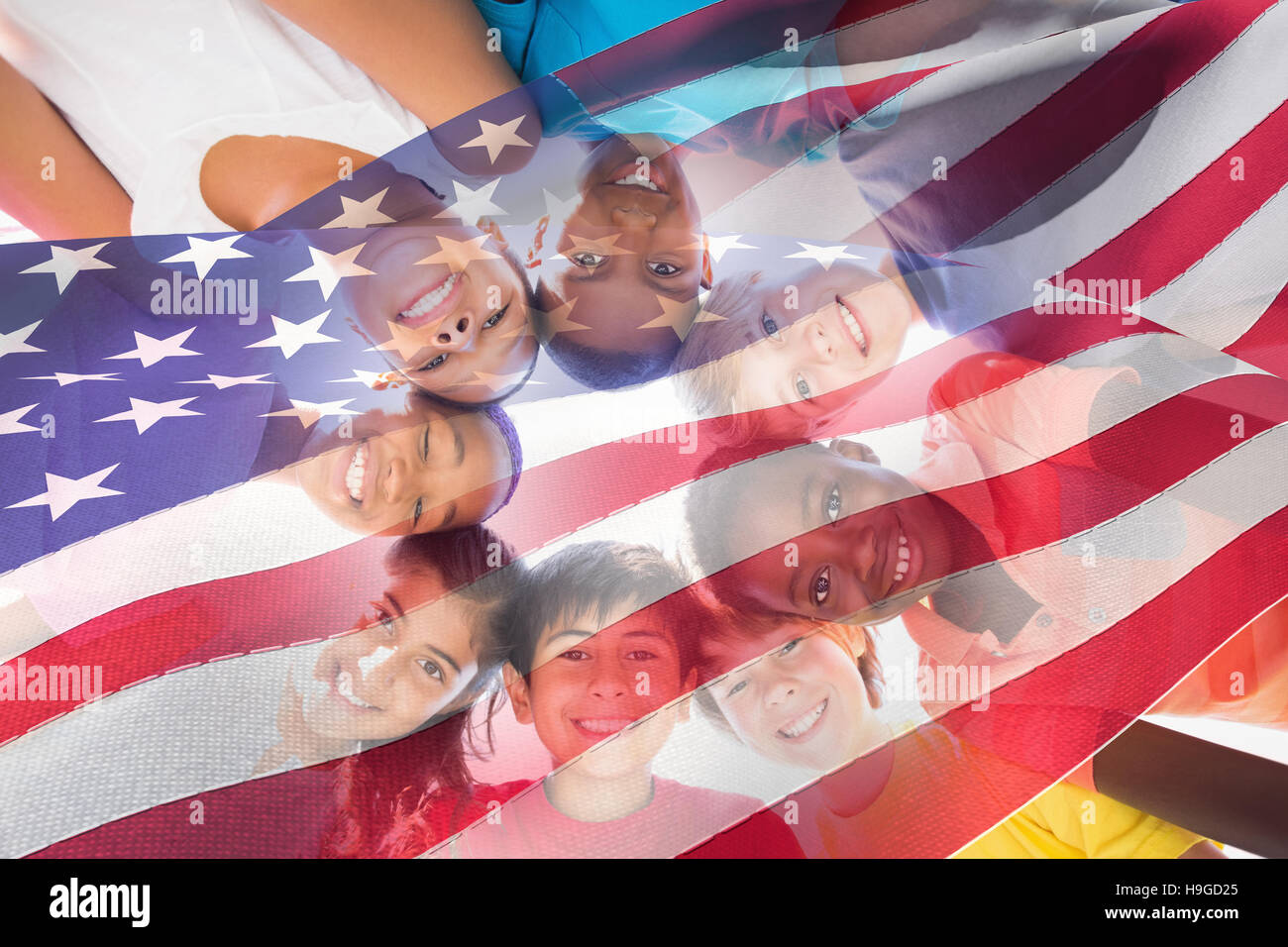 Composite image of waving flag of america Stock Photo