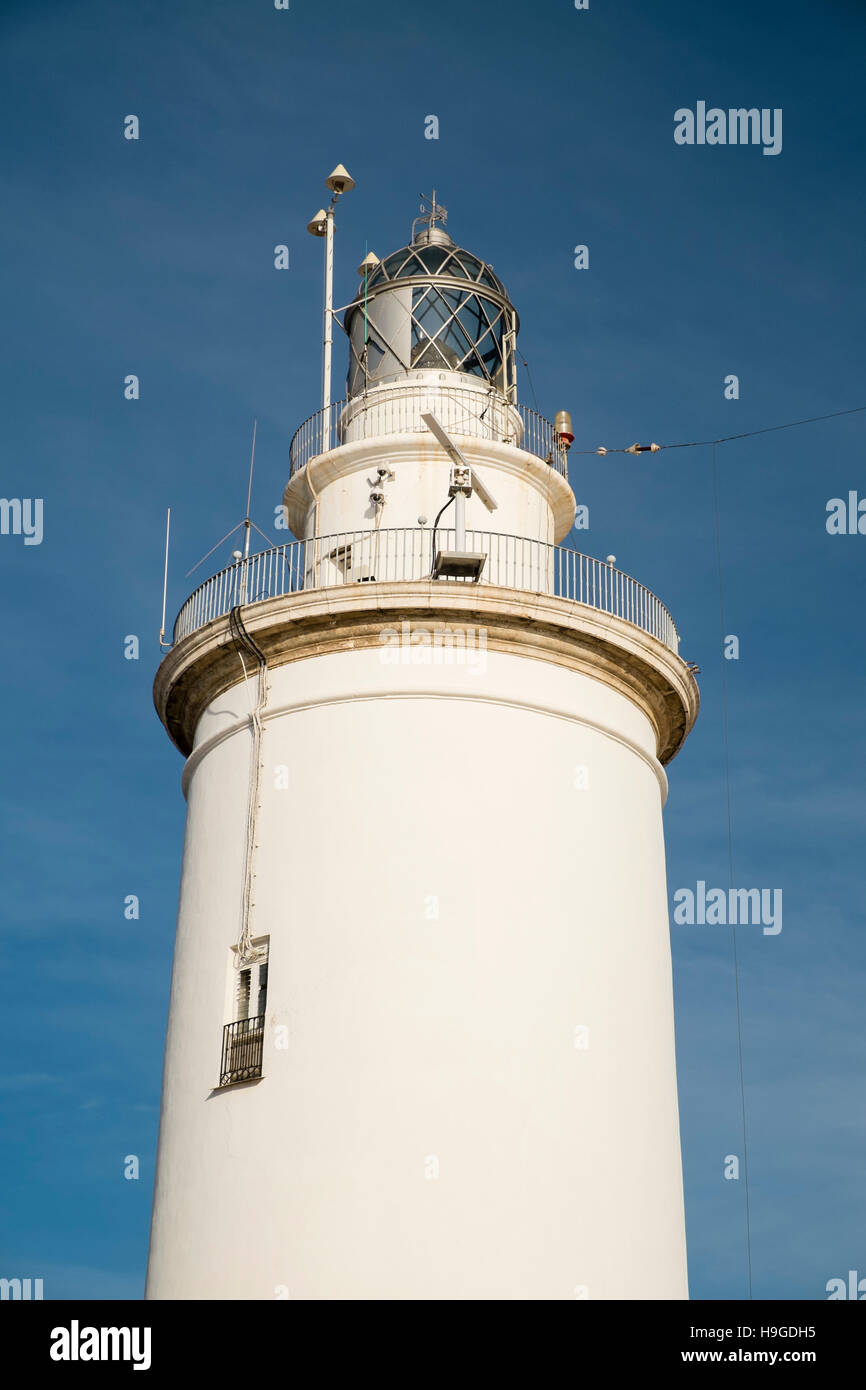 'La Farola', a lighthouse located on port of Malaga, Andalusia, Spain Stock Photo