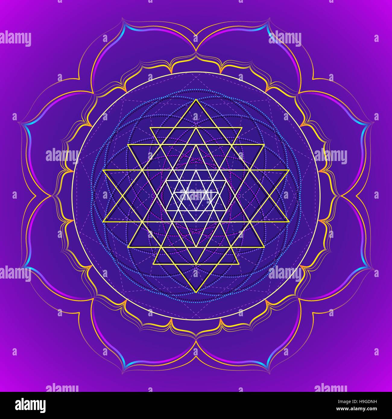 vector colored design mandala sacred geometry illustration Sri yantra