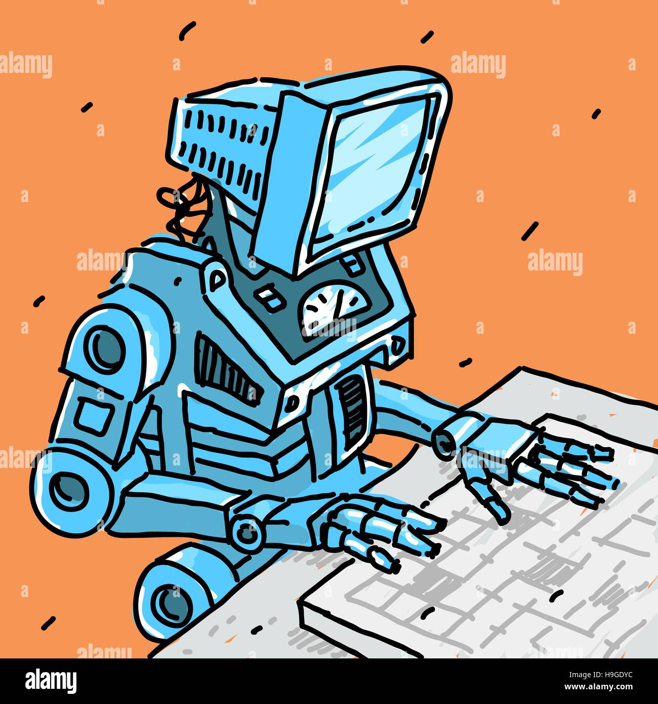 Robot and computer Stock Vector