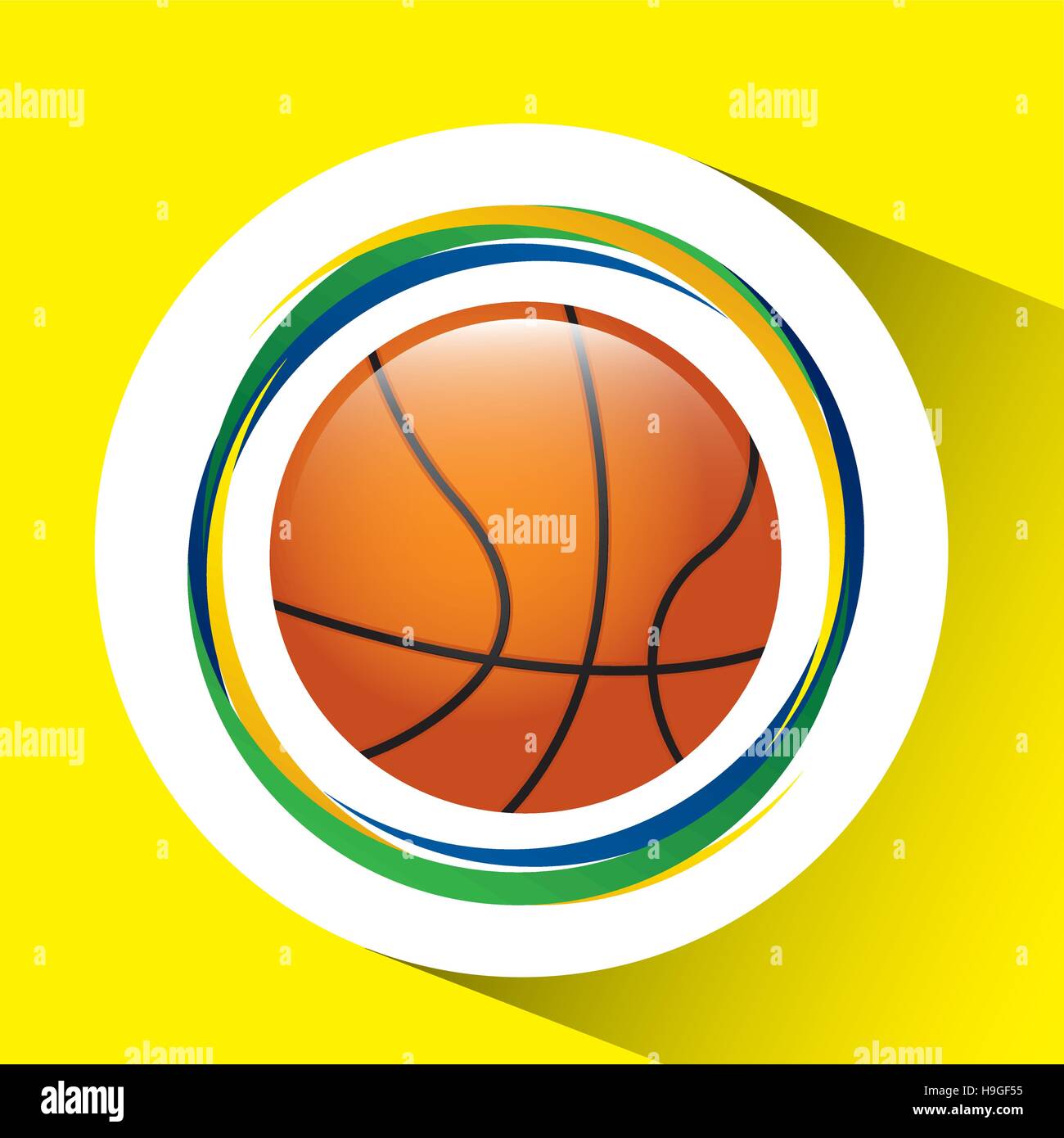 ball basketball olympic games brazilian flag colors vector illustration