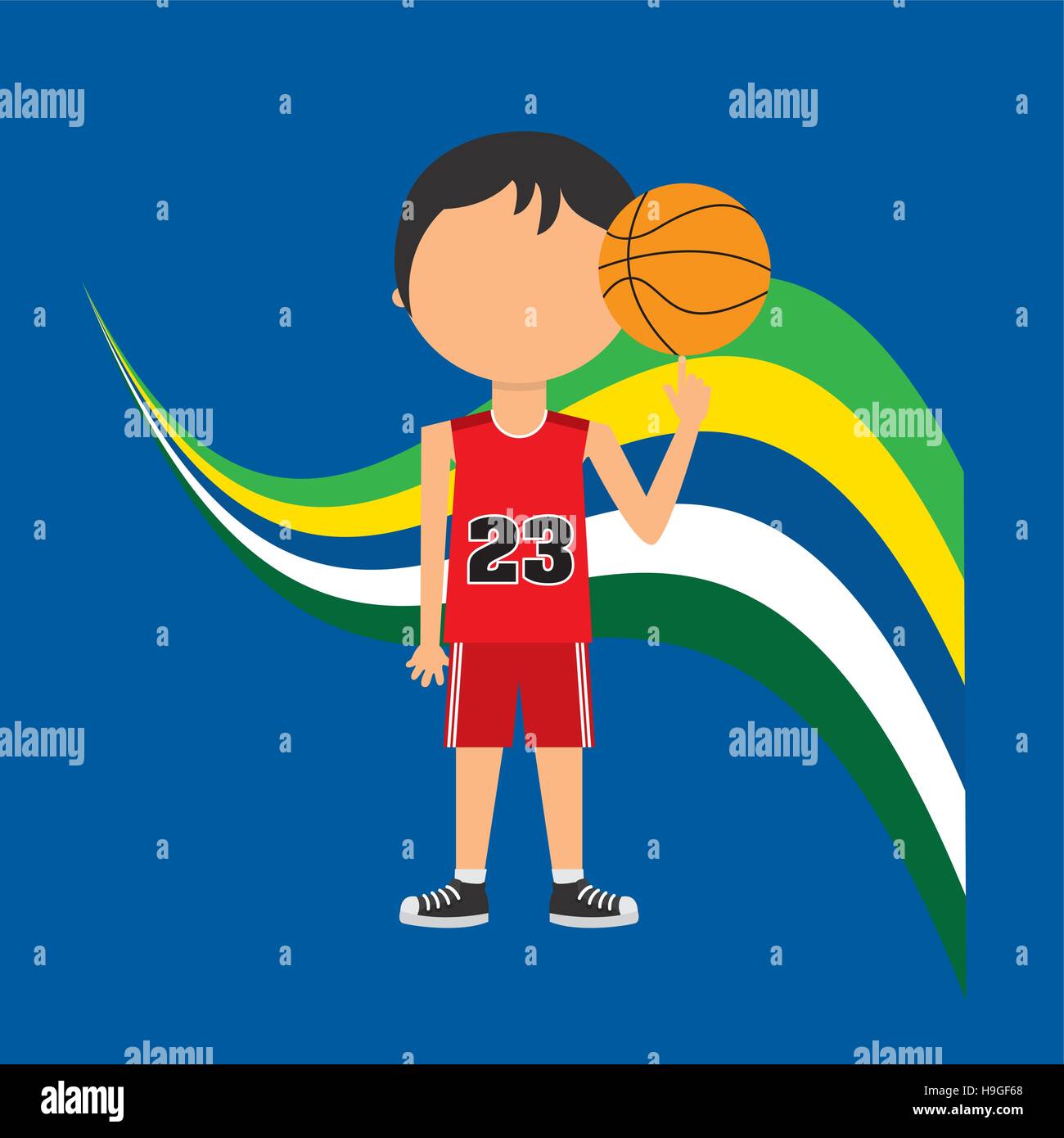 cartoon basketball player brazilian label vector illustration eps 10