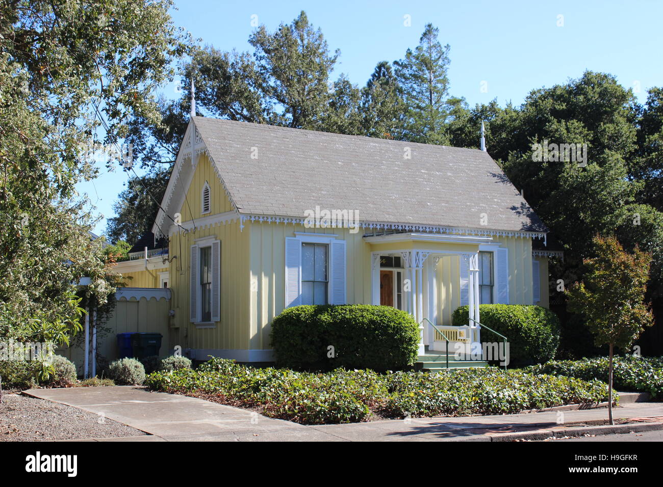 Gothic Revival Cottage built in 1847 in Sonoma, California Stock Photo