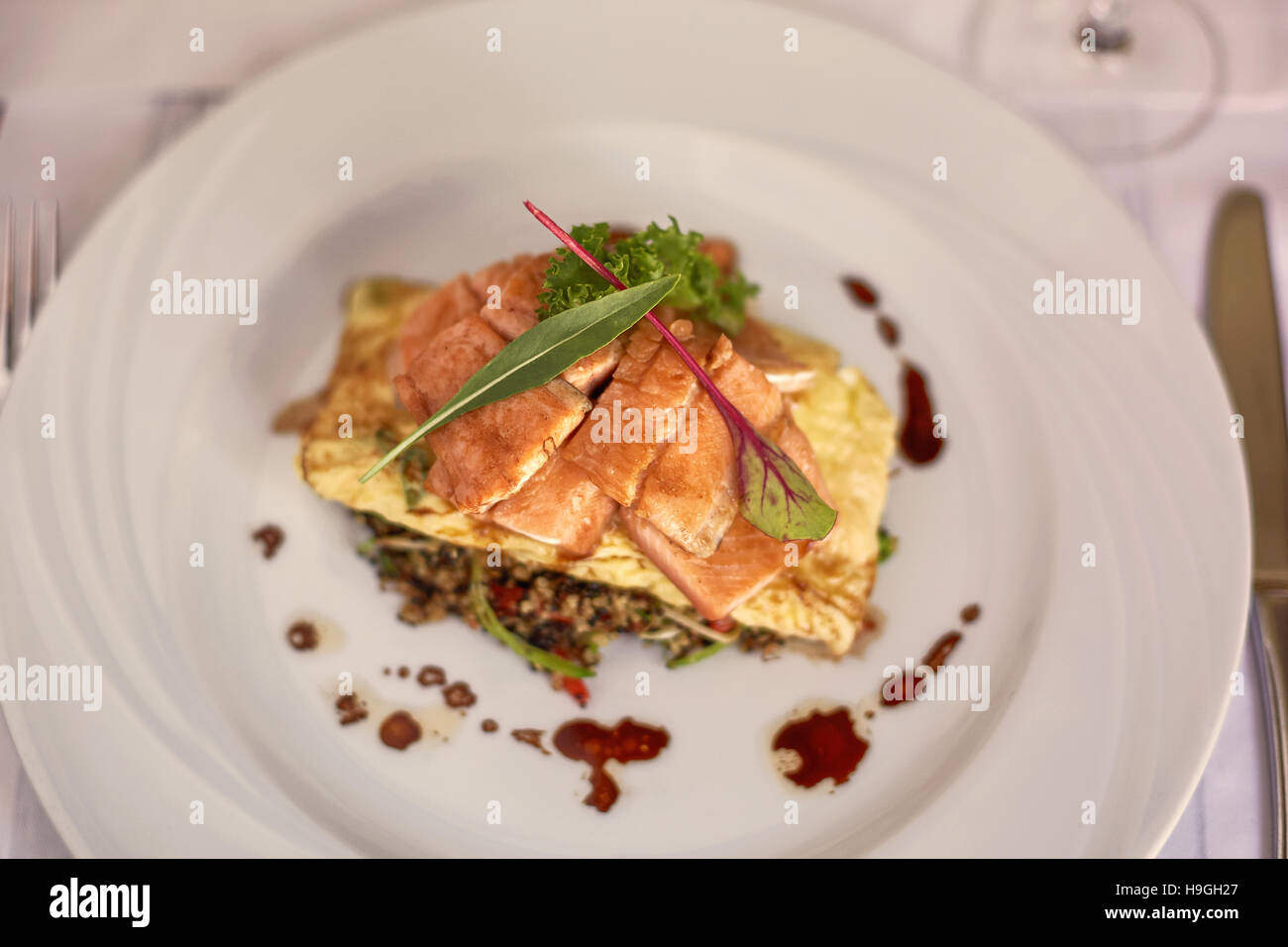 Traditional Peruvian Fish Trucha Served in a Restaurant. Stock Photo