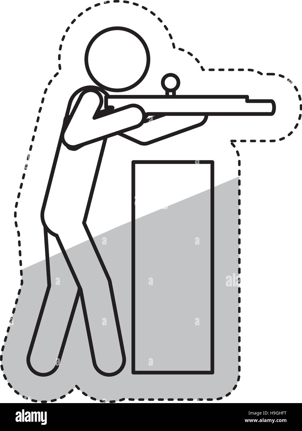 Pictogram and rifle icon. Sport hobby people person and human theme ...